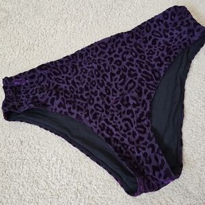 Purple Velvet Leopard Print Bikini Bottom Plus Size 3X 4X